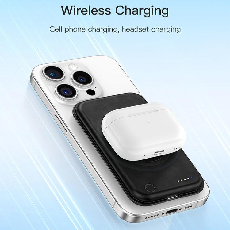 Dual-Sided Wireless Charging Leather Power Bank