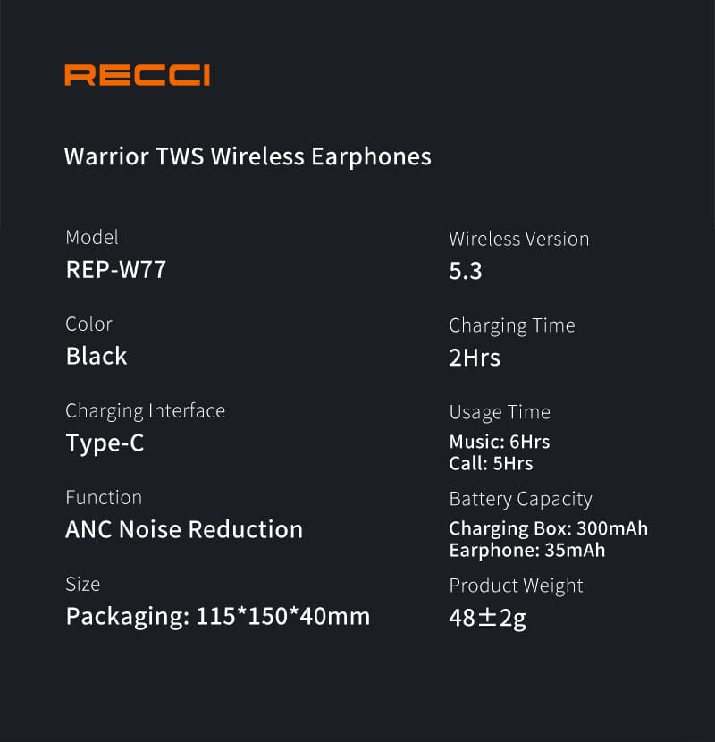 WRRRIOR ANC Wireless Noise Cancelling In-Ear Airpods