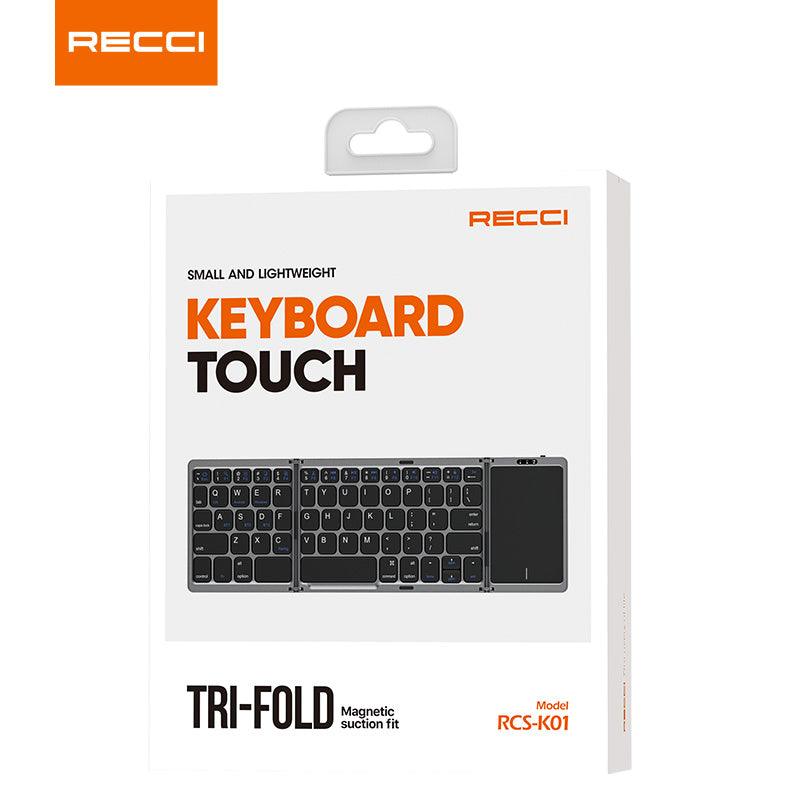 Recci RCS-K01 Triple folding touch Bluetooth Keyboard - reccimaxco