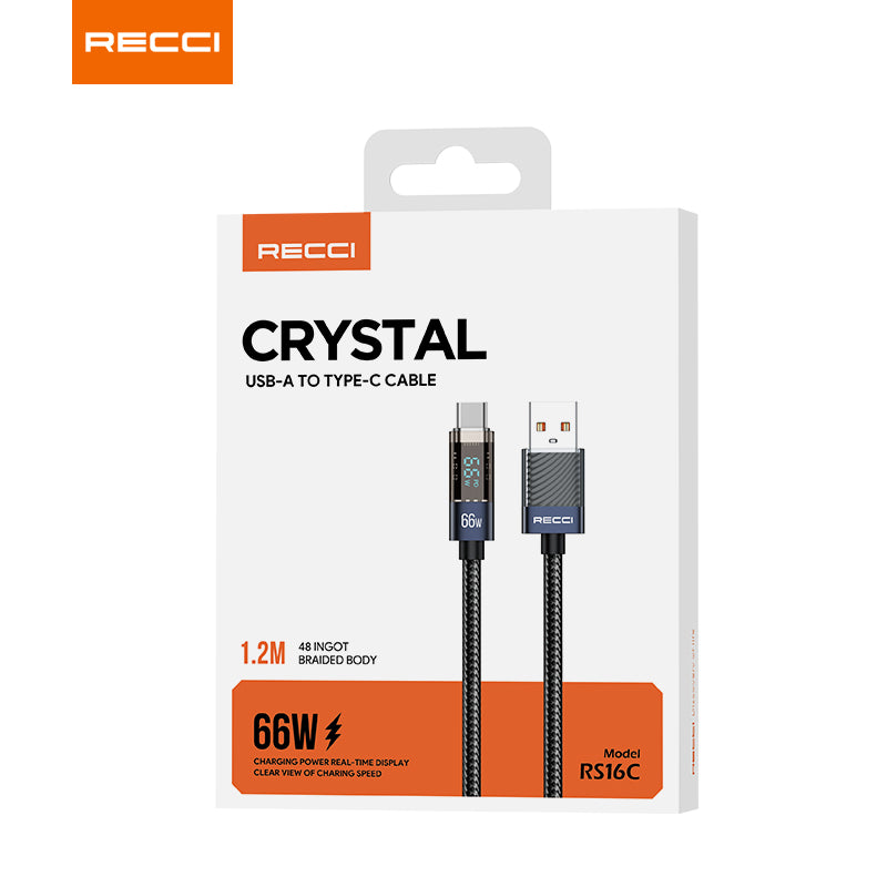 Recci RS16 Crystal Digital Display Charging Data Cable Series - reccimaxco