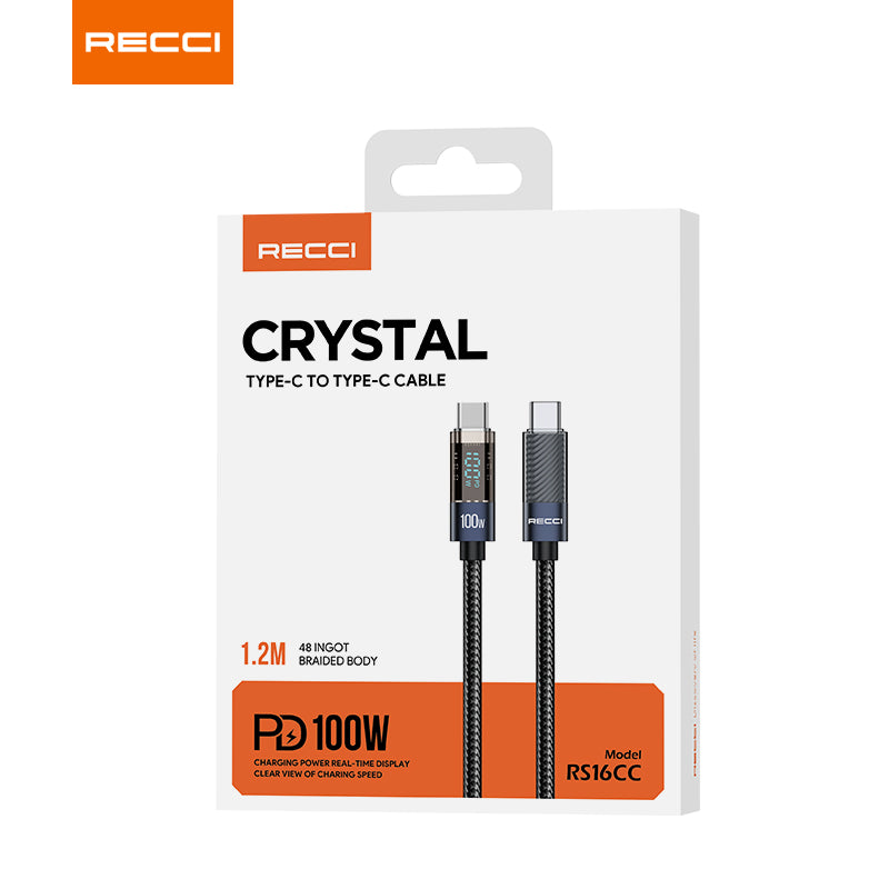 Recci RS16 Crystal Digital Display Charging Data Cable Series - reccimaxco