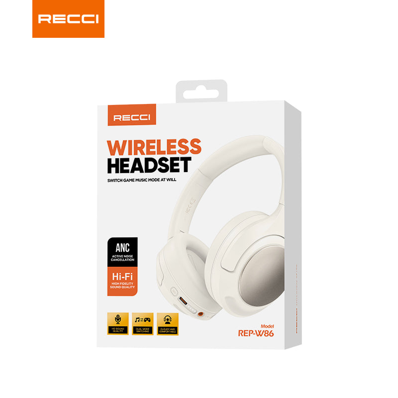 Recci REP-W86 ANC Over-Ear Headsets for Premium Noise-Canceling Comfort